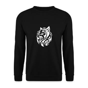 Tatouage de chat minimaliste avec des rayures - Sweat-shirt Unisexe - noir - Devant - Alina (178cm) & Michal (187cm)