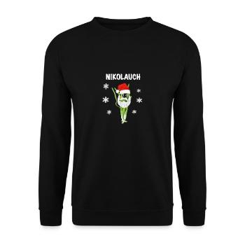 Nikolauch Weihnachten Ugly Chrismas Pullover - Unisex Pullover - Schwarz - Vorne - Alina (178cm) & Michal (187cm)