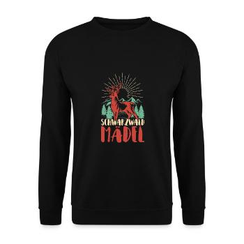 Schwarzwald Schwarzwaldmädel Bollenhut Damen - Unisex Pullover - Schwarz - Vorne - Alina (178cm) & Michal (187cm)