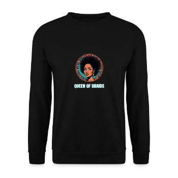 "Queen of Braids" – Hair Pride & Afro Style - Unisex Sweatshirt - black - Front - Alina (178cm) & Michal (187cm)
