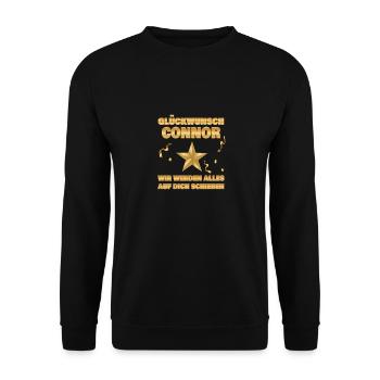 Kollegin Connor - Unisex Pullover - Schwarz - Vorne - Alina (178cm) & Michal (187cm)