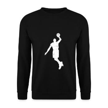 Basketball Spieler Basketball Silhouette Geschenk - Unisex Pullover - Schwarz - Vorne - Alina (178cm) & Michal (187cm)