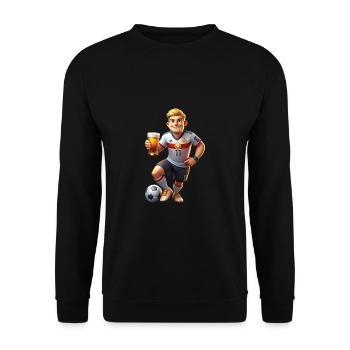 Fußballheld: Jugendliche Dynamik im Meisterporträt - Unisex Pullover - Schwarz - Vorne - Alina (178cm) & Michal (187cm)