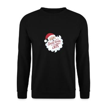Der Weihnachtsmann weiß, dass ich Katzen will Weihnachtsspaß - Unisex Pullover - Schwarz - Vorne - Alina (178cm) & Michal (187cm)