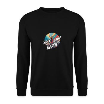 Bock auf Berge Bergsteigen Frau auf Berggipfel - Unisex Pullover - Schwarz - Vorne - Alina (178cm) & Michal (187cm)