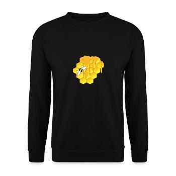 Honigbiene, Wabe - Unisex Pullover - Schwarz - Vorne - Alina (178cm) & Michal (187cm)