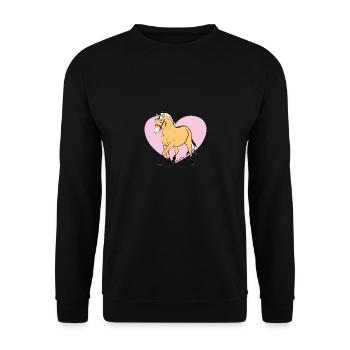 Fjordpferd zum verlieben total süßes - Unisex Pullover - Schwarz - Vorne - Alina (178cm) & Michal (187cm)