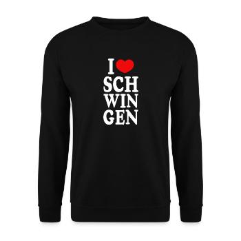 I love Schwingen - Unisex Pullover - Schwarz - Vorne - Alina (178cm) & Michal (187cm)