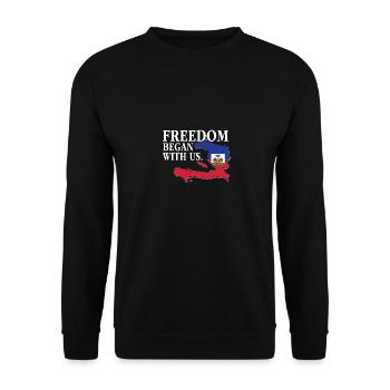 Mois du patrimoine haïtien Liberté américano-haïtienne - Sweat-shirt Unisexe - noir - Devant - Alina (178cm) & Michal (187cm)