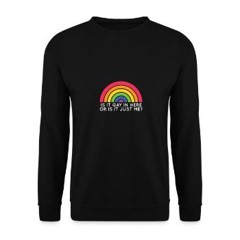 Is It Gay Here LGBTQ Trans Gay Pride Proud Ally - Unisex Sweatshirt - black - Front - Alina (178cm) & Michal (187cm)