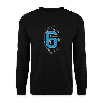 The number 6 and Stars - Unisex Sweatshirt - black - Front - Alina (178cm) & Michal (187cm)