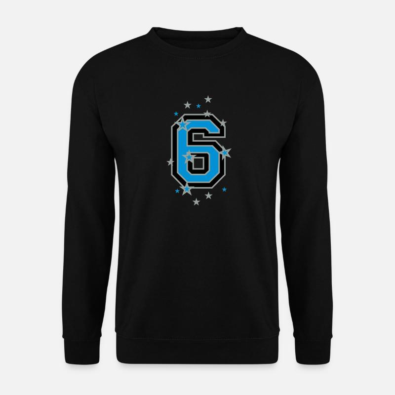 Mit Sterne verzierte Nummer Sechs - Unisex Pullover - Schwarz