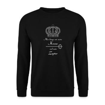 Man bringe mir meine Krone und mein Zepter - Unisex Pullover - Schwarz - Vorne - Alina (178cm) & Michal (187cm)