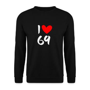 I love 69 - Unisex Sweatshirt - black - Front - Alina (178cm) & Michal (187cm)