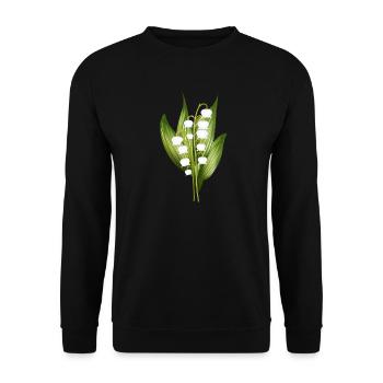 zierlicher Maiglöckchen Strauß als Frühlingsgruß - Unisex Pullover - Schwarz - Vorne - Alina (178cm) & Michal (187cm)