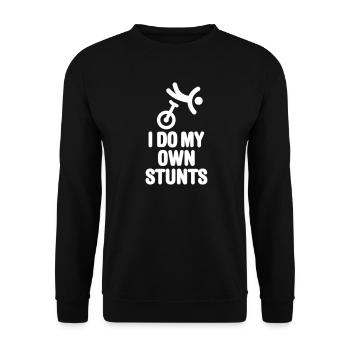 Lustige Einrad Einradfahren Unicycle Einradfahrer - Unisex Pullover - Schwarz - Vorne - Alina (178cm) & Michal (187cm)