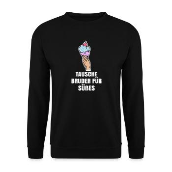 Eis Humorvoll Statement Süßigkeiten Nachspeise - Unisex Pullover - Schwarz - Vorne - Alina (178cm) & Michal (187cm)