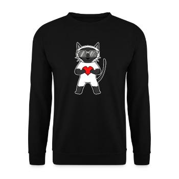 Chat siamois avec lunettes de soleil et cœur - Sweat-shirt Unisexe - noir - Devant - Alina (178cm) & Michal (187cm)