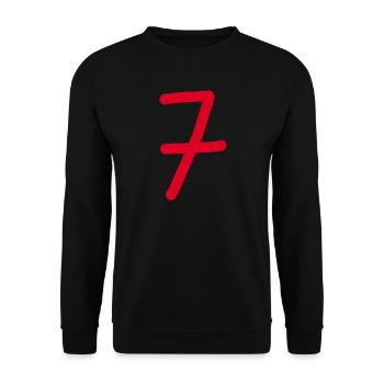7 Nummer sieben Zahl rot Geburtstag - Unisex Pullover - Schwarz - Vorne - Alina (178cm) & Michal (187cm)