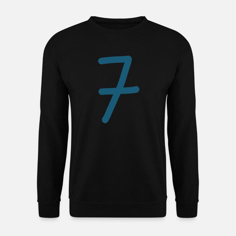 7 Nummer sieben Zahl Geburtstag - Unisex Pullover - Schwarz