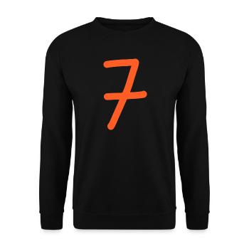 7 Nummer sieben Zahl orangen Geburtstag - Unisex Pullover - Schwarz - Vorne - Alina (178cm) & Michal (187cm)