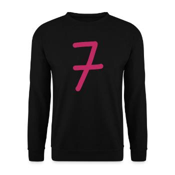 7 Nummer sieben pinke Zahl Geburtstag - Unisex Pullover - Schwarz - Vorne - Alina (178cm) & Michal (187cm)