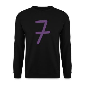 7 Nummer sieben Zahl violett Geburtstag - Unisex Pullover - Schwarz - Vorne - Alina (178cm) & Michal (187cm)