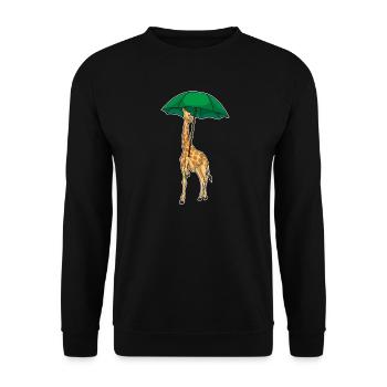 Giraffe Regenschirm - Unisex Pullover - Schwarz - Vorne - Alina (178cm) & Michal (187cm)
