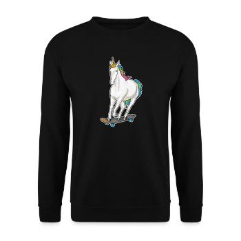 Einhorn Skater Skateboard - Unisex Pullover - Schwarz - Vorne - Alina (178cm) & Michal (187cm)