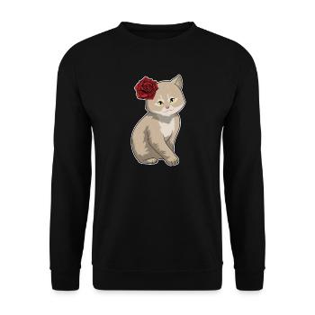 Cat Rose - Unisex Sweatshirt - black - Front - Alina (178cm) & Michal (187cm)