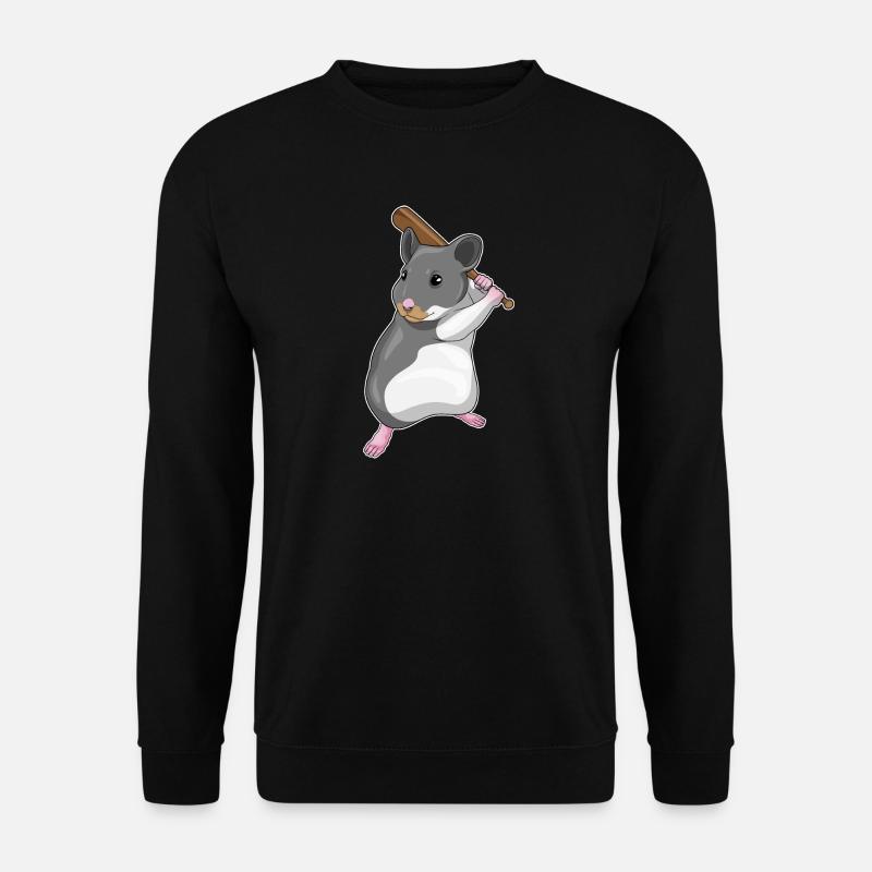 Hamster Baseball Baseballschläger - Unisex Pullover - Schwarz