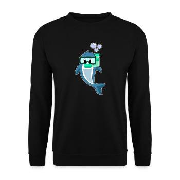 Dolphin Diver Snorkel Diving - Unisex Sweatshirt - black - Front - Alina (178cm) & Michal (187cm)