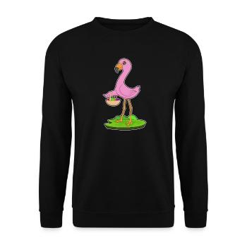 Flamingo Fruit Basket - Unisex Sweatshirt - black - Front - Alina (178cm) & Michal (187cm)