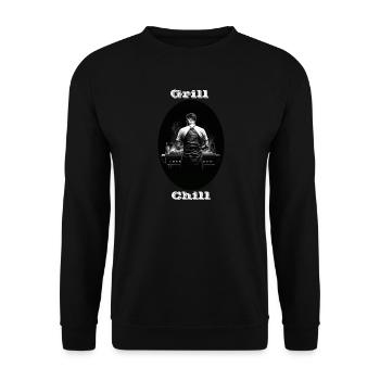 Grill Chill weiß - Unisex Pullover - Schwarz - Vorne - Alina (178cm) & Michal (187cm)