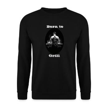 Born to Grill weiß - Unisex Pullover - Schwarz - Vorne - Alina (178cm) & Michal (187cm)