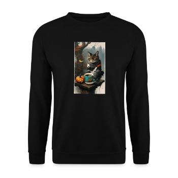 Chat habillé halloween - Sweat-shirt Unisexe - noir - Devant - Alina (178cm) & Michal (187cm)