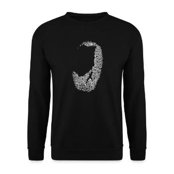 Monochromes Fingerabdruckkreis-Design - Unisex Pullover - Schwarz - Vorne - Alina (178cm) & Michal (187cm)
