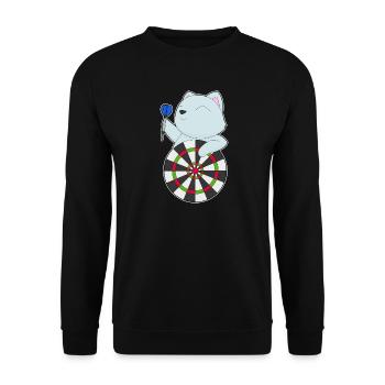 Katze Dart Dartpfeil Dartscheibe - Unisex Pullover - Schwarz - Vorne - Alina (178cm) & Michal (187cm)