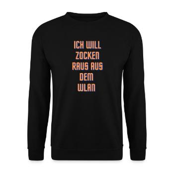 Ich will zocken raus aus dem WLAN es - Unisex Pullover - Schwarz - Vorne - Alina (178cm) & Michal (187cm)