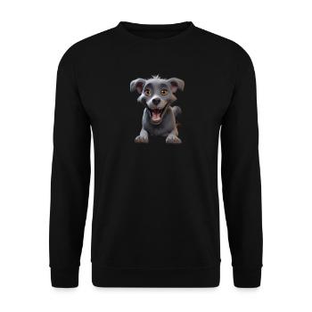 Grinning Grey Pup Adventure - Unisex Sweatshirt - black - Front - Alina (178cm) & Michal (187cm)