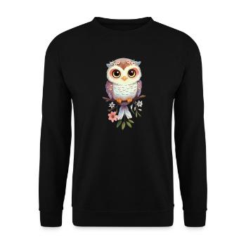 Éveillez l'Imagination avec notre Chouette Ludique - Sweat-shirt Unisexe - noir - Devant - Alina (178cm) & Michal (187cm)