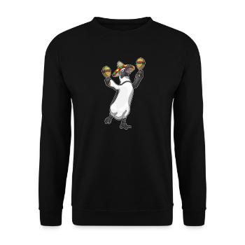 Pingouin Musicien Rattle Music - Sweat-shirt Unisexe - noir - Devant - Alina (178cm) & Michal (187cm)