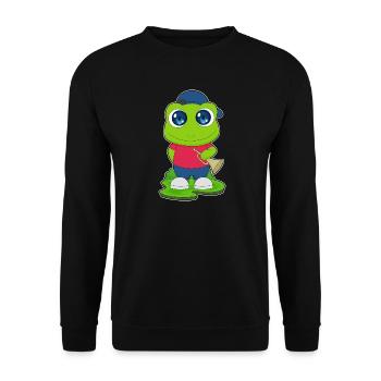 Frosch Musiker Trompete Musik - Unisex Pullover - Schwarz - Vorne - Alina (178cm) & Michal (187cm)