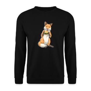 Fox Cheeseburger - Unisex Sweatshirt - black - Front - Alina (178cm) & Michal (187cm)