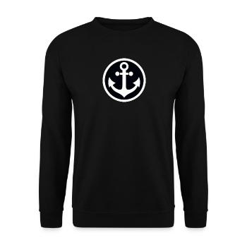 Anker im Kreis - Unisex Pullover - Schwarz - Vorne - Alina (178cm) & Michal (187cm)