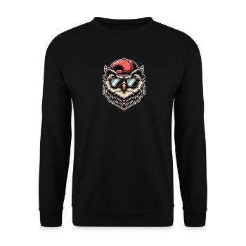 Cool owl with sunglasses and cap - Unisex Sweatshirt - black - Front - Alina (178cm) & Michal (187cm)