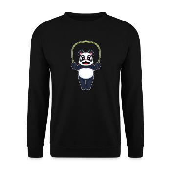 Panda Seilspringen Springseil Fitness - Unisex Pullover - Schwarz - Vorne - Alina (178cm) & Michal (187cm)