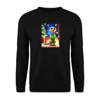Cartoon Christmas Greetings Meerkat Gift - Unisex Sweatshirt - black - Front - Alina (178cm) & Michal (187cm)