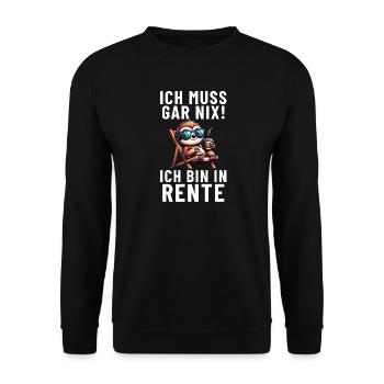 Ich muss gar nix! ich bin in Rente Faultier - Unisex Pullover - Schwarz - Vorne - Alina (178cm) & Michal (187cm)