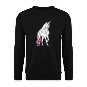 Unicorn Bridal Veil Wedding - Unisex Sweatshirt - black - Front - Alina (178cm) & Michal (187cm)